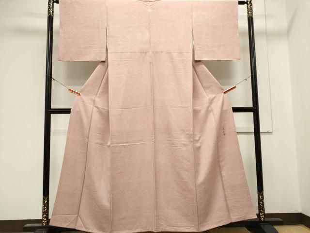 平和屋着物■上質な色無地 作家物 杢目地紋 水柿色 正絹 逸品 CABL5945ou