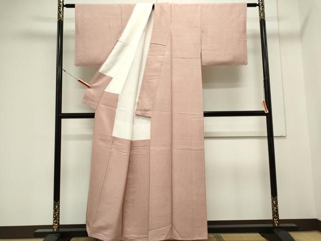 平和屋着物■上質な色無地 作家物 杢目地紋 水柿色 正絹 逸品 CABL5945ou