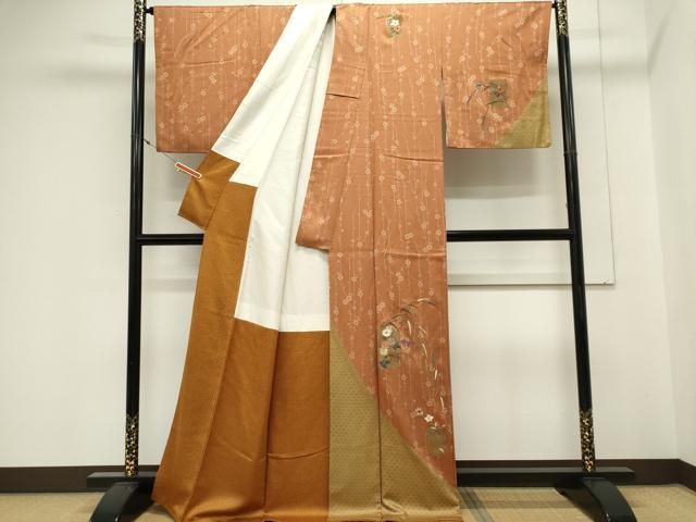 平和屋着物■訪問着 駒刺繍 枝花文 金彩 正絹 逸品 CABL5948ou