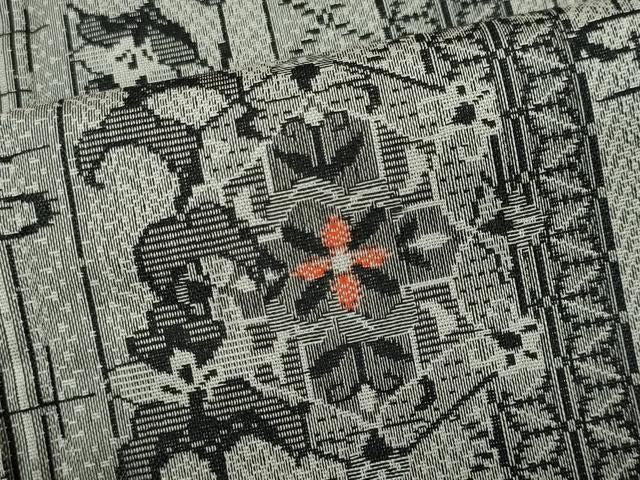 平和屋着物■上質なお召 花唐草間道 正絹 逸品 未使用 CABL5960ou