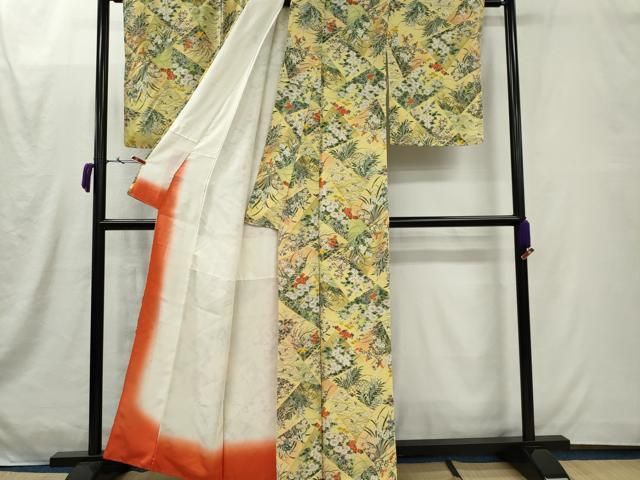 平和屋着物■上質な小紋 切嵌草花文 正絹 逸品 CABL5970ou