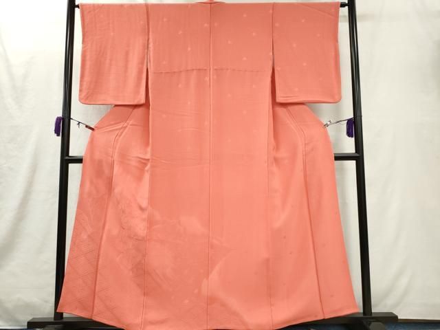 平和屋着物■無地絵羽訪問着 吉祥花唐草地紋 甚三紅色 正絹 逸品 CABL5981ou