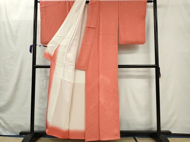 平和屋着物■無地絵羽訪問着 吉祥花唐草地紋 甚三紅色 正絹 逸品 CABL5981ou