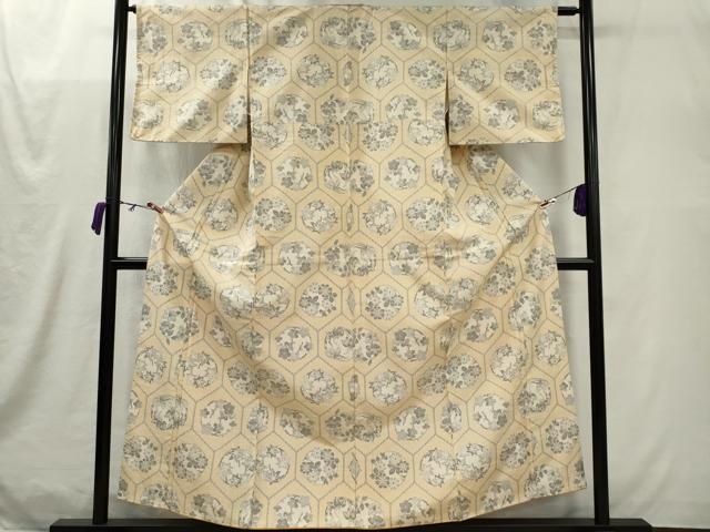 平和屋着物■上質な紬 亀甲草花丸文 正絹 逸品 CABL5982ou
