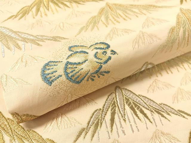 平和屋着物●六通柄袋帯 唐織 ふくら雀 金銀糸 正絹 逸品 CABL6007vp
