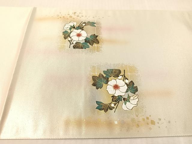 平和屋着物●太鼓柄袋帯 流水枝花文 金銀彩 正絹 逸品 未使用 CABL6017vp