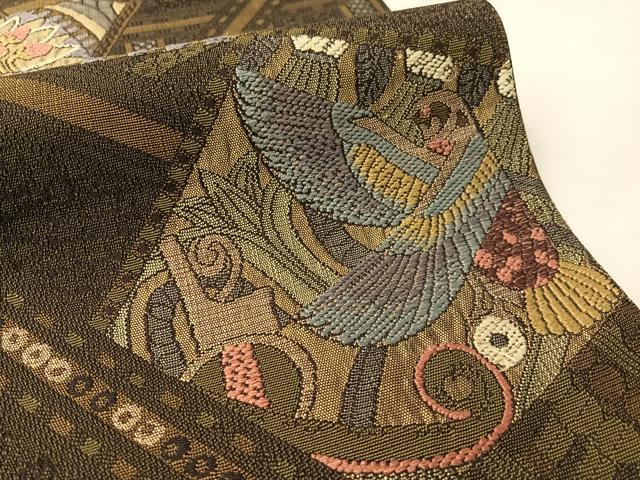 平和屋着物●六通柄袋帯 唐織 切嵌花鳥文 正絹 逸品 CABL6022vp
