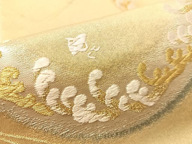 平和屋着物●織匠十一代目 篠屋宗兵衛 謹製 綴れ唐織 六通柄袋帯 唐織 立波千鳥丸文 金銀糸 正絹 逸品 CABL6028vp
