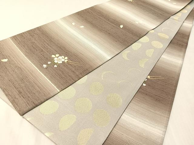平和屋着物●両面 全通柄袋帯 嵐山さくら桟敷 桜かんざし 月の満ち欠け 金銀糸 正絹 逸品 CABL6030vp