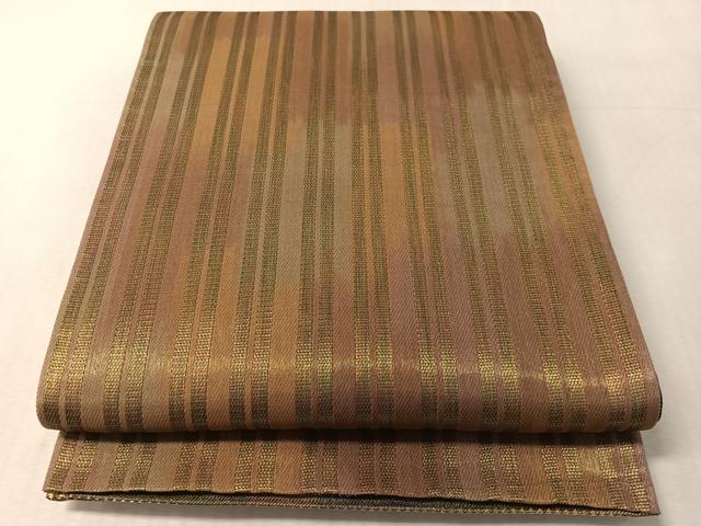 平和屋着物●両面双図 全通柄袋帯 幾何学文様 金糸 正絹 逸品 未使用 CABL6068vp