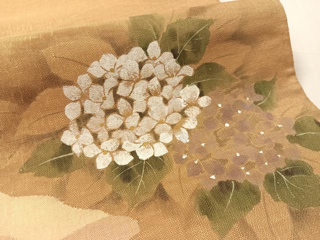 平和屋着物▽太鼓柄袋帯 スリーシーズン 春夏秋 手描き 紫陽花 正絹 逸品 CABL6070vp