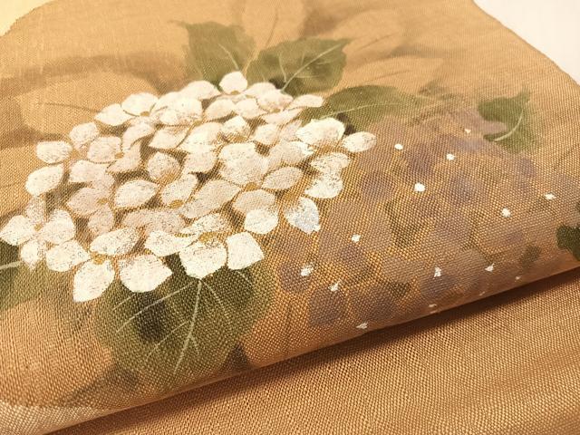 平和屋着物▽太鼓柄袋帯 スリーシーズン 春夏秋 手描き 紫陽花 正絹 逸品 CABL6070vp