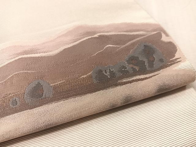平和屋着物▼太鼓柄袋帯 作家物 夕ぐれどき 銀糸 正絹 逸品 CABL6074vp