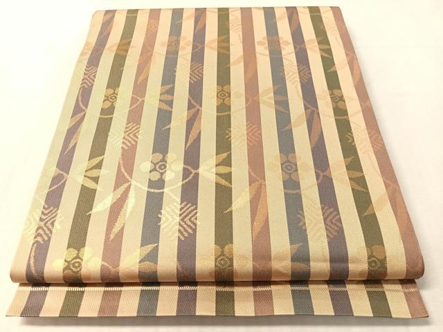 平和屋着物●全通柄 本袋帯 笹蔓間道 金糸 正絹 逸品 未使用 CABL6086vp