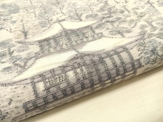 平和屋着物●六通柄袋帯 紬地 金閣寺 正絹 逸品 CABL6091vp