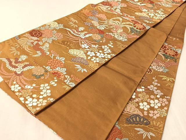 平和屋着物●六通柄袋帯 唐織 松竹梅鳳凰文 金糸 正絹 逸品 CABL6093vp