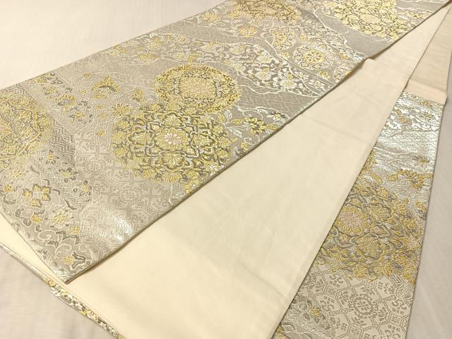平和屋着物●六通柄袋帯 道長正倉文 純プラチナ二重箔 正絹 逸品 CABL6097vp
