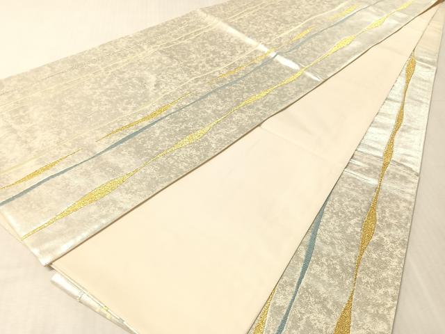 平和屋着物●六通柄袋帯 カラートーン よろけ縞 金銀糸 鈴乃屋扱い 正絹 逸品 CABL6100vp