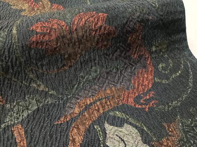 平和屋着物●六通柄袋帯 ふくれ織 葡萄唐草鳥文 金糸 正絹 逸品 CABL6109vp