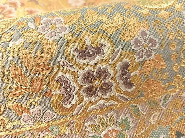 平和屋着物●六通柄袋帯 唐織 横段正倉院花文 金糸 正絹 逸品 CABL6111vp