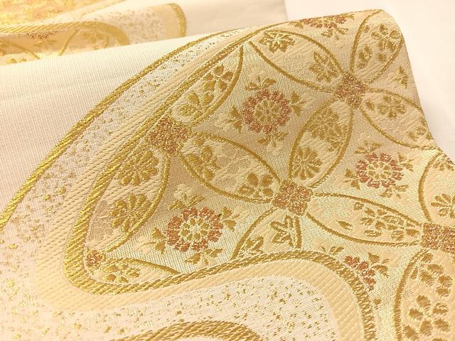 平和屋着物●六通柄袋帯 金彩綴れ 道長七宝花文 正絹 逸品 CABL6112vp