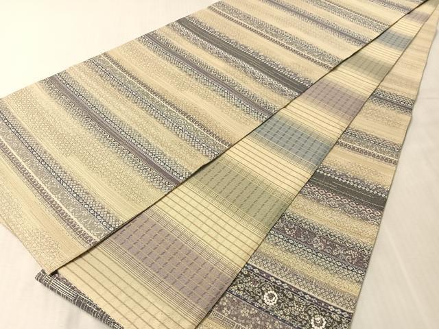 平和屋着物●両面 六通柄袋帯 横段花文 やまと誂製 正絹 逸品 未使用 CABL6119vp