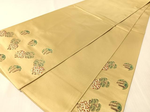 平和屋着物●太鼓柄袋帯 あけぼの繭 歳寒三友図 金糸 正絹 逸品 CABL6125vp