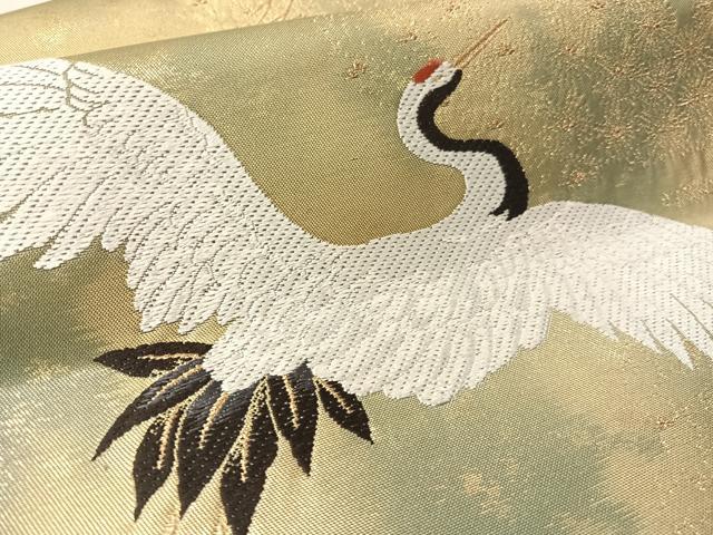 平和屋着物●つけ帯 唐織 飛鶴文 金糸 引箔 正絹 逸品 未使用 CABL6134vp