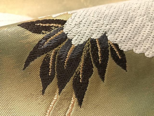 平和屋着物●つけ帯 唐織 飛鶴文 金糸 引箔 正絹 逸品 未使用 CABL6134vp
