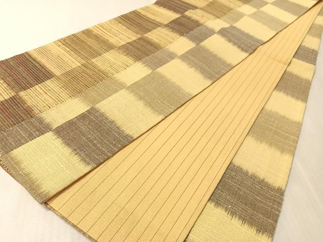 平和屋着物●両面 全通柄袋帯 絣市松文様 正絹 逸品 CABL6136vp