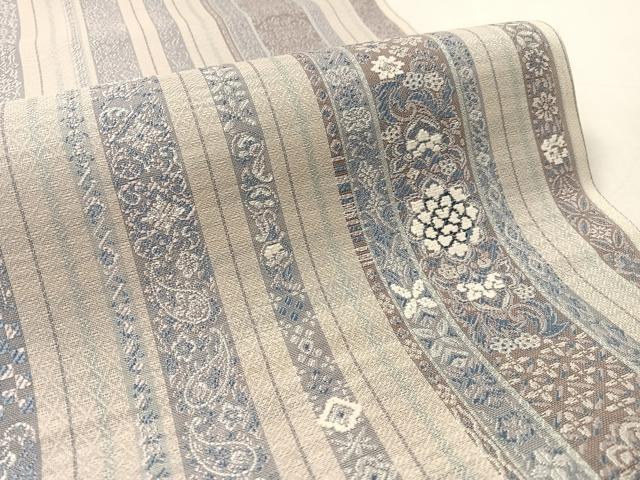 平和屋着物▽両面 全通柄袋帯 スリーシーズン 春夏秋 モール 花間道 正絹 逸品 未使用 CABL6148vp