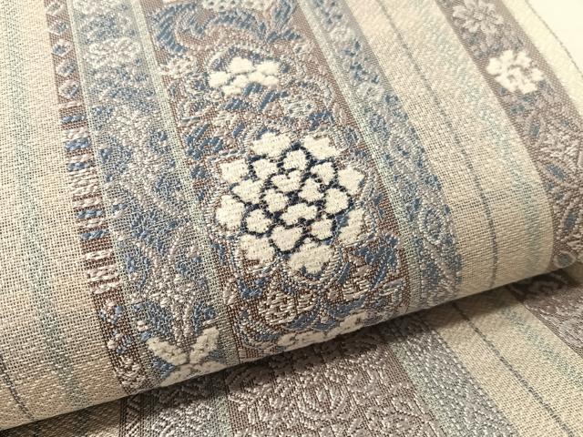 平和屋着物▽両面 全通柄袋帯 スリーシーズン 春夏秋 モール 花間道 正絹 逸品 未使用 CABL6148vp