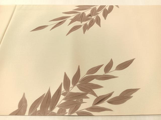 平和屋着物▼塩瀬 太鼓柄袋帯 手描き 枝葉文 正絹 逸品 CABL6182vp