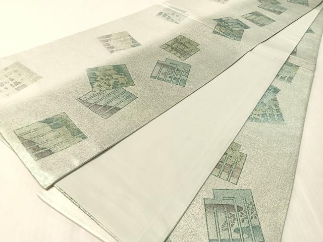 平和屋着物●全通柄袋帯 源氏香 銀彩 正絹 逸品 未使用 CABL6186vp