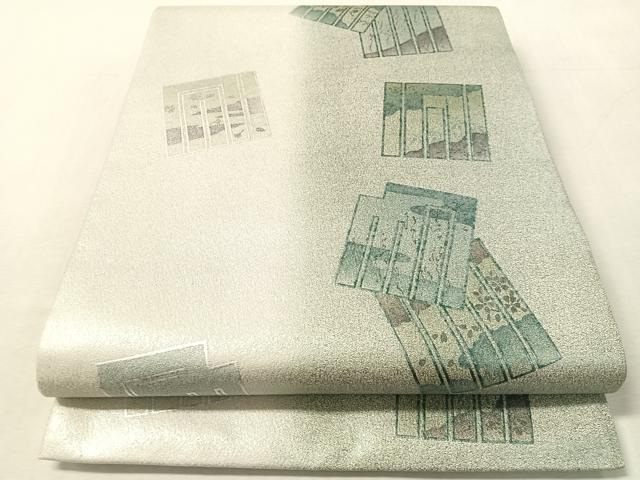 平和屋着物●全通柄袋帯 源氏香 銀彩 正絹 逸品 未使用 CABL6186vp