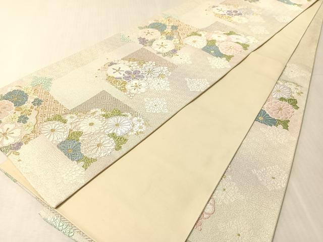 平和屋着物●六通柄袋帯 唐織 元禄宴秀麗花 金銀糸 正絹 逸品 CABL6191vp