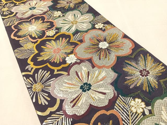 平和屋着物●六通柄袋帯 唐織 舞桜 金銀糸 正絹 逸品 CABL6193vp