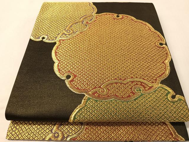 平和屋着物●六通柄袋帯 雪輪重ね 金糸 正絹 逸品 CABL6197vp