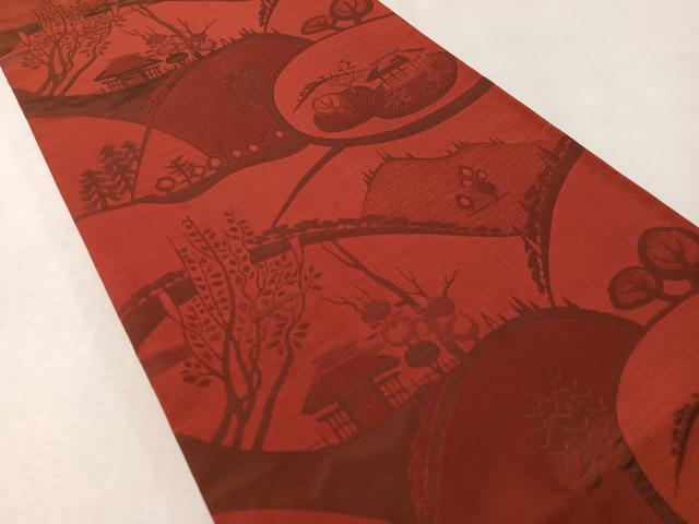 平和屋着物●名門木屋太 今河織物 六通柄袋帯 風景文 正絹 逸品 CABL6199vp