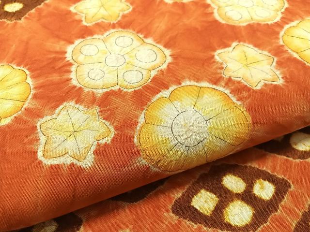 平和屋着物●全通柄袋帯 総絞り 菱花文 正絹 逸品 CABL6202vp