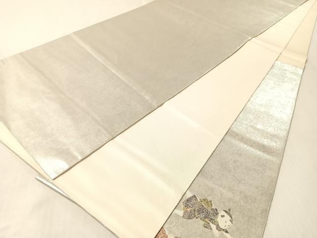 平和屋着物●太鼓柄袋帯 如月寒椿 プラチナ箔 正絹 逸品 CABL6205vp