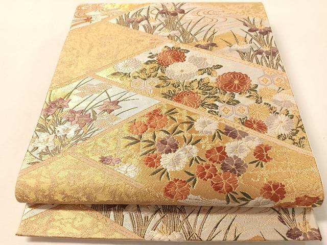 平和屋着物●西陣の名門 加納幸謹製 六通柄袋帯 唐織 桧垣花文 金糸 正絹 逸品 CABL6206vp