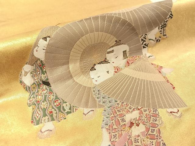 平和屋本店●西陣 長嶋成織物 ながしま帯 加賀友禅の巨匠 初代 由水十久 太鼓柄袋帯 瀞金錦 唐子遊び 本金箔 瀞金錦 正絹 逸品 CABL6208vp