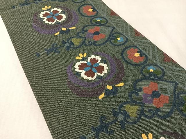 平和屋着物●六通柄袋帯 吉祥花間道 正絹 逸品 未使用 CABL6216vp