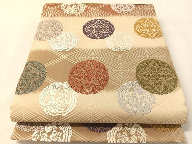 平和屋着物●六通柄袋帯 唐織 御部司 花丸文 正絹 逸品 CABL6217vp