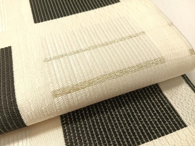 平和屋着物●六通柄袋帯 変わり市松文 金糸 正絹 逸品 CABL6233vp