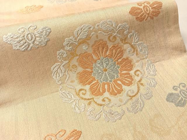 平和屋着物●全通柄袋帯 唐織 綴れ 花蝶文 金糸 正絹 逸品 CABL6234vp