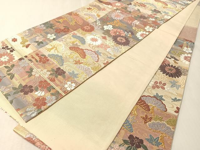 平和屋着物●六通柄袋帯 唐織 松萄桜 金糸 正絹 逸品 CABL6256vp