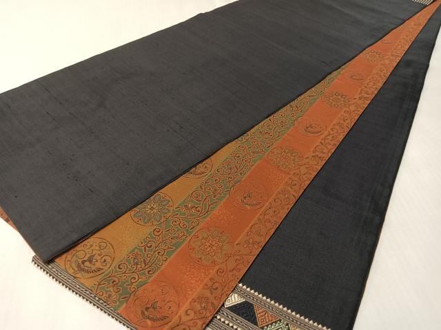平和屋着物●両面 太鼓柄袋帯 紬地 横段吉祥文 正絹 逸品 CABL6268vp