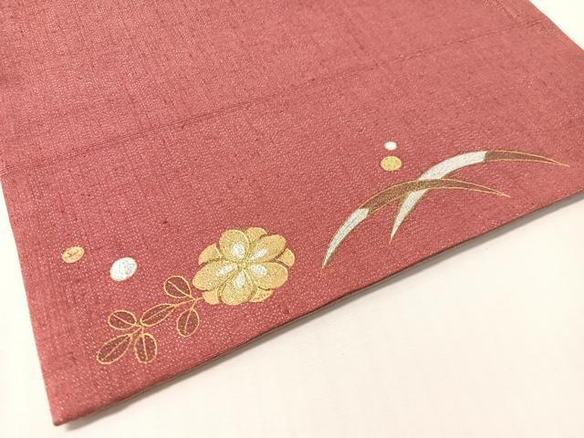 平和屋着物●太鼓柄袋帯 紬地 松皮菱花文 金彩 銀通し地 正絹 逸品 CABL6277vp